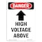 Signmission Safety Sign, OSHA Danger, 5" Height, High Voltage Above, Portrait, 10PK OS-DS-D-35-V-2228-10PK - alternate 1